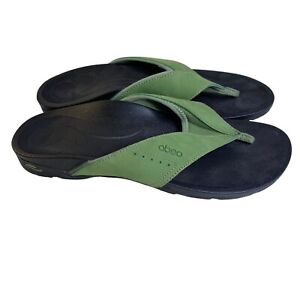 abeo Balboa Moss Size WN 10 Leather Upper Flip Flop Thong Sandals Green