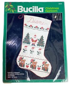 Bucilla Santa Friends Stamped Cross Stitch Stocking Kit 82474 Christmas Craft