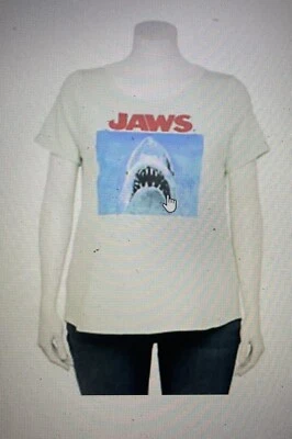 Camiseta para mujer nueva con etiquetas con licencia de personaje JAWS gráfico póster de película Aqua talla 2X' Foto 1 de 3