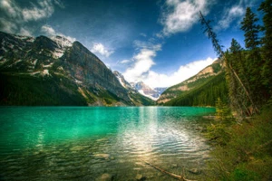 Mountain Lakes Landscape Painting Home Decor Wall Art Pictures Printed on Canvas - Picture 1 of 7
