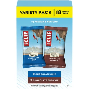 CLIF Bars Variety Pack,Chocolate Chip, Chocolate Brownie Energy Bars, 18 ct - Picture 1 of 6