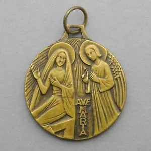 Verkündigung. Heilige Maria und Gabriel. Antiker religiöser Anhänger. Französische Medaille. - Bild 1 von 4