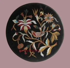 Tavolo 2'x2' intarsiato marmo Pietra Dura Art caffè sala da pranzo malachite uccellino - Foto 1 di 4