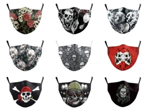Adult Protective 3D Facemasks Adjustable Horror Skull Crossbones Cool Mouth Mask - Picture 1 of 48