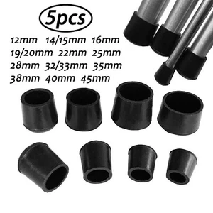 5x Black Rubber Chair Ferrule AntiScratch Floor Protector Table Feet Leg Cap End - Picture 1 of 3