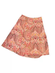 Kasper 70s Boho Pink Floral Paisley Fully Lined Side Zip Skirt Sz 8 - Picture 1 of 7