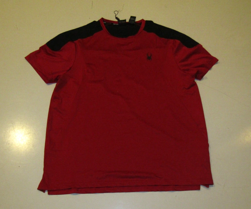 Spyder Active size MEDIUM Red-Black Short-sleeve stretch sweat wicking shirt