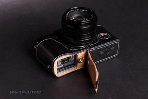 Funda protectora de cuero genuino con media cámara para FUJIFILM X-Pro1 parte inferior abierta - Imagen 1 de 7