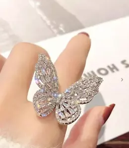 Women's Ring with 3.63ct white Butterfly and Diamonds Make in Silver - Picture 1 of 3