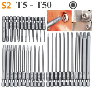 50-200mm Long Reach Torx Star Hex Security Bit Set Tamper Proof Screwdriver Bits - Picture 1 of 62