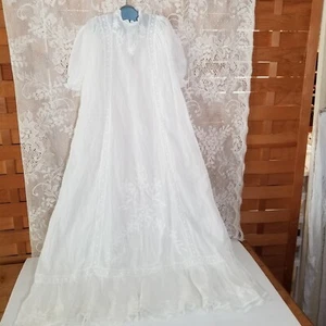 Antique Victorian Vintage Edwardian Baptism Gown Dress Baby White Unisex - Picture 1 of 10