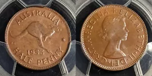 1953 (p) Half Penny 1/2d Australia PCGS MS63RB Choice UNC #2342 - Picture 1 of 7