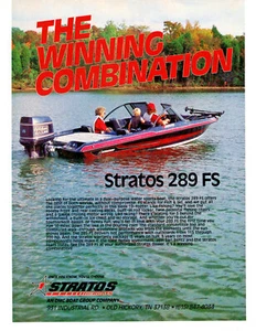 1989 Stratos 289 FS Sporting Boat Evinrude 200 Print Ad - Imagen 1 de 2