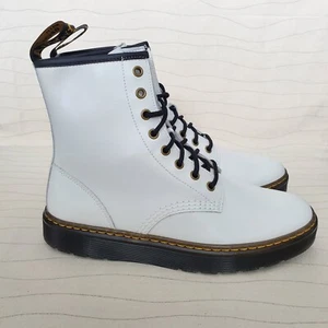 Dr Martens Womens Zavala T Lamper Combat Boots Leather White Size 10 NEW  - Picture 1 of 10