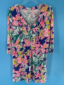 Lilly Pulitzer Amberly Iris Blue Casa Azul Floral Dress Women's SMALL - Picture 1 of 4
