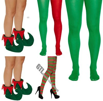 BOTAS DE NAVIDAD DE ELFO ROJAS Y VERDES Y HOMBRE AJUSTADAS NAVIDAD SANTA ACCESORIO DE VESTIDO ELEGANTE Foto 1 de 4