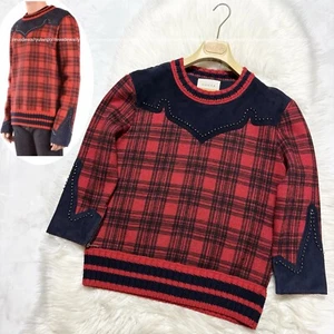 Original Gucci Zierpaspel, Wildleder Leder Switch Pullover Rot Navy S - Bild 1 von 14