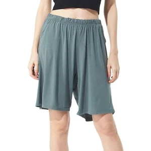 Women Sleep Shorts Elastic Waist Knee Length Soft Stretch Loose Pajama Bottoms - Picture 1 of 64