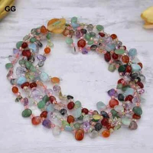 Jewelry 5 Strands Crystal Agates Jasper Gems Stone Torsade Necklace - Picture 1 of 12