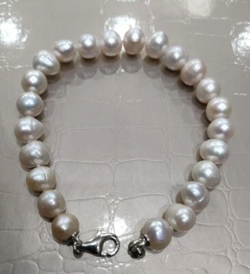 Bracciale con Perle naturali coltivate 8,5 mm Argento 925 braccialetto Donna  - Immagine 1 di 4