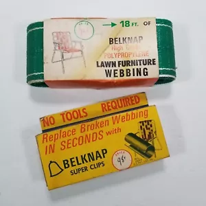 Vintage Lawn Webbing 18 Feet and Super Clips by Belknap Original Packaging Green - Picture 1 of 10