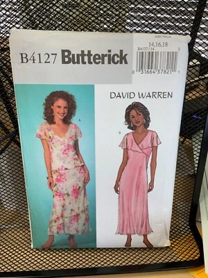 EASY Butterick 4127 Sewing Pattern BIAS CUT MOCK WRAP TOP DRESS SKIRT UC 14-18 - Image 1 of 4