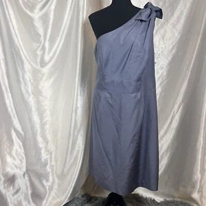 Glint One-Shoulder Blue Silk Blend Dress - Size 16W - NWT - Picture 1 of 12