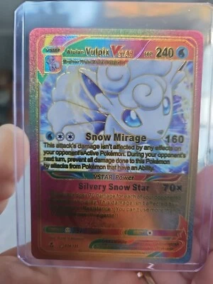 Alolan Vulpix VStar Rainbow Foil Fan Art Textured Collector Pokemon Card 034/195 - Image 1 of 4