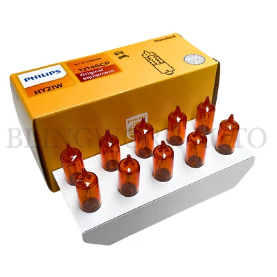 (10 PCs) Philips HY21W BAW9S 12146 64137 OEM Replacement Amber OEM Light Bulbs - Image 1 of 4