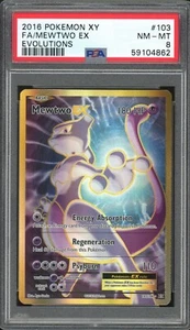 2016 Pokemon Evolutions Full Art Mewtwo EX #103 PSA 8 NM-MINT - Picture 1 of 2