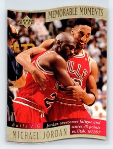 1997 Collector's Choice Jordan #1 Memorable Moments Flu Game Pippen Die-Cut