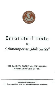 300430 Ersatzteilliste Ersatzteilkatalog Multicar M 22 M22 Waltershausen - Bild 1 von 1