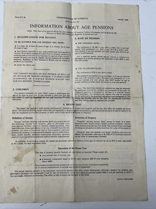 VINTAGE COMMONWEALTH OF AUSTRALIA AGE PENSIONS 1968 RATES INFORMATION - Picture 1 of 2