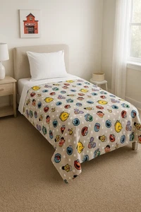 Manta polar Sesame Street grande 59x69 Big Bird Bert Ernie Elmo Oscar - Imagen 1 de 8