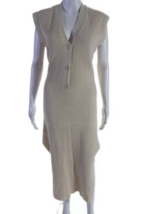 Jonathan Simkhai Womens Beige V-neck Tie Back Sleeveless Sweater Dress Size S - Picture 1 of 6