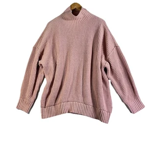 Aerie American Eagle Mockneck Oversized Strickpullover Grobstrick Rosa Damen Große L - Bild 1 von 5