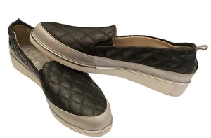 RON WHITE Nellaya quilt Sneaker $495  Black leather w/ Silver - US 10 (9.5) 41 - Picture 1 of 9