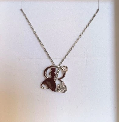 Disney Princess Belle Collana Argento B Iniziale Rosa Ciondolo Confezione... - Immagine 1 di 2