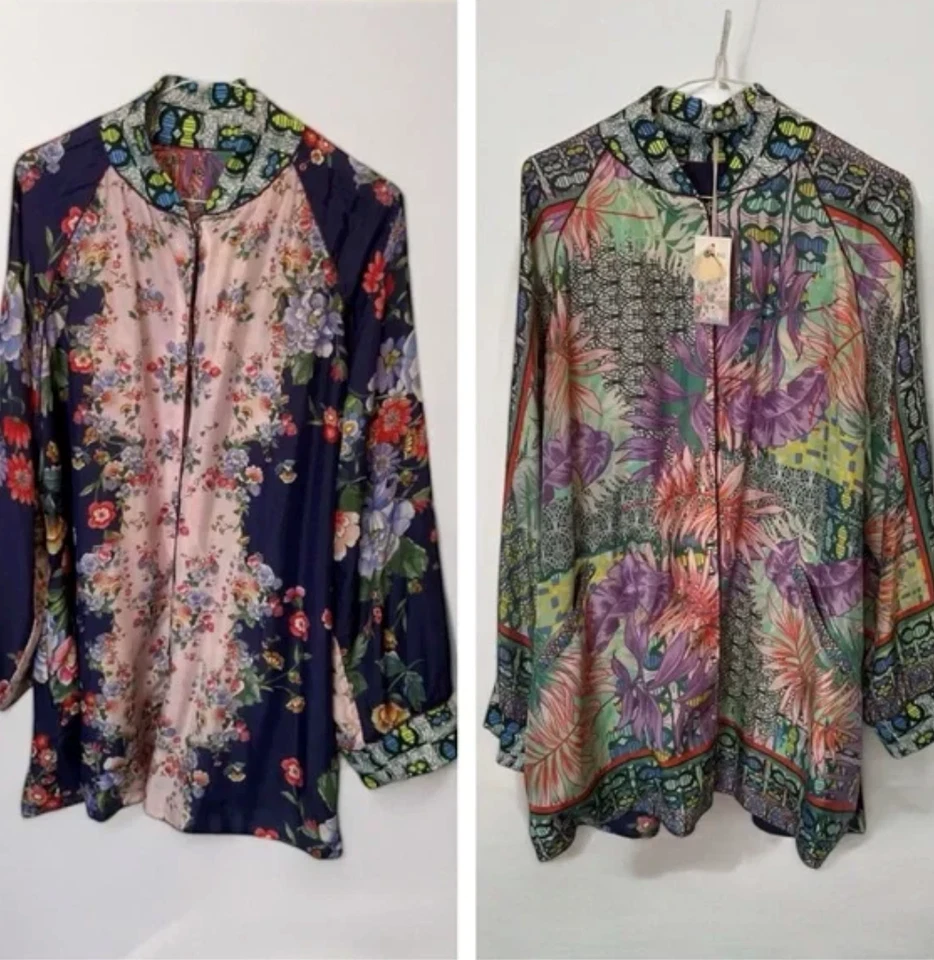 Johnny Was Bordona Heather Reversible Silk Kimono Jacket Mixed Print XL NWT - Image 1 of 1