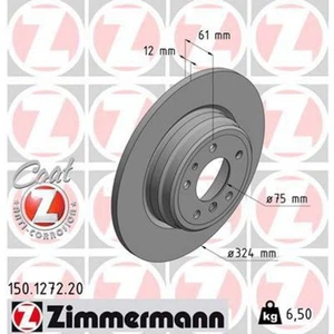Zimmermann OE Coat Z Brake Rotor Pair 324mm Rear 150.1272.20 - Picture 1 of 1
