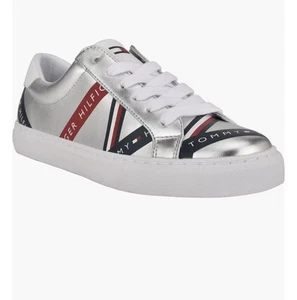 NIB Tommy Hilfiger Lacen Women’s Sneakers Silver Low Top Lace Up Shoes Sz 10M - Picture 1 of 9