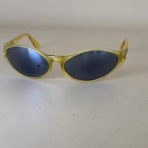 Vintage JFI BONES Sonnenbrille umlaufend oval mit klarem gelbem Gestell - Bild 1 von 8