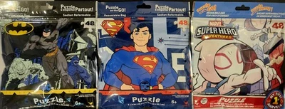 On The Go! Rompecabezas Batman, Superman, Marvel Superhéroes 48 piezas cada uno Foto 1 de 2