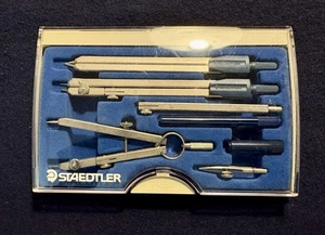 Vintage Staedtler Arco Compass Set Metal 7-Piece Kit NEW - Picture 1 of 6