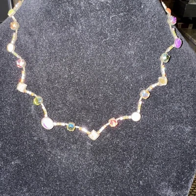 Collar Sorrelli Cristales Multicolores Piedras Centro Más Grande Piedra Púrpura Foto 1 de 4