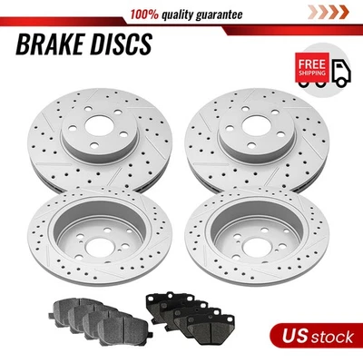 Rotores de disco perforados delanteros traseros pastillas de freno para Pontiac Vibe Toyota Corolla Matrix Foto 1 de 4