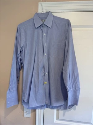 Camisa de vestir Turnbull & Asser azul a rayas puño francés 16 35 Foto 1 de 4