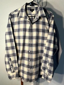J. Crew Slim Fit Homespun Baumwolle blau kariert Langarm Knopfleiste Flanell Gr. Lrg - Bild 1 von 5
