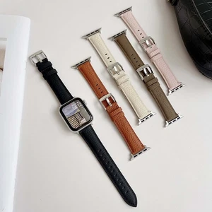 Correa de reloj de cuero PU con textura ultra lichi para iWatch Series 10 9 8 7 6 5 - Imagen 1 de 20