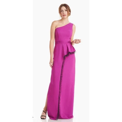 J'S Collections Cerise Fuchsia And Black Lace Hayley A-Line Gown Size  2 NEW - Image 1 of 4